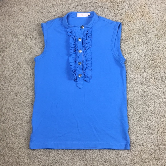 Tory Burch Tops - Tory Burch Blue Tank Top Button Front Shirt Sz XS